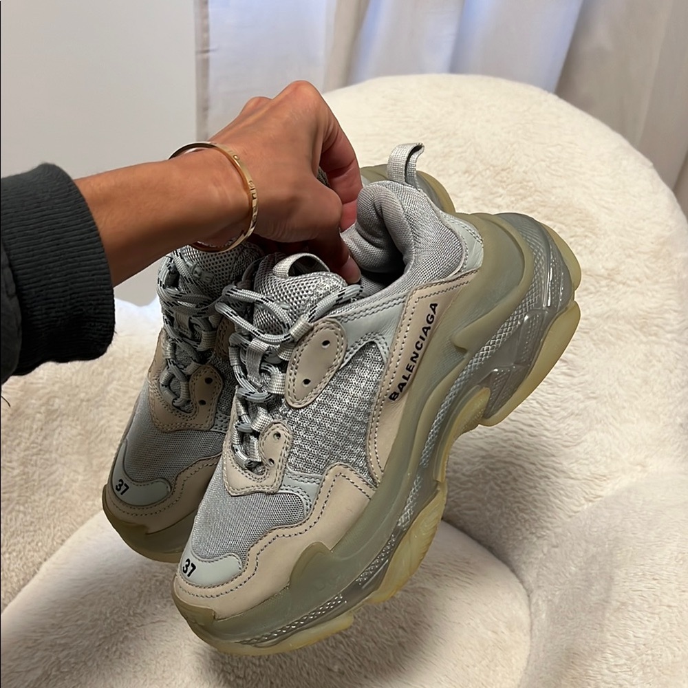 Balenciaga Gray Triple S Chunky Sole Women’s Sneakers